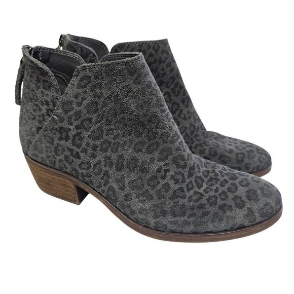 Michael by Michael Shannon Gray Suede Leopard Animal Print Zipper Booties Size 7 - Picture 1 of 11